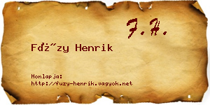 Füzy Henrik névjegykártya